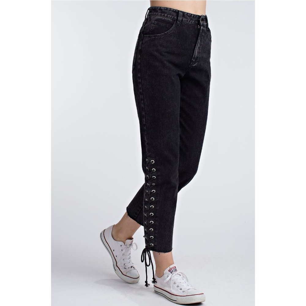 Honey Punch Side Lace Up Denim Pant